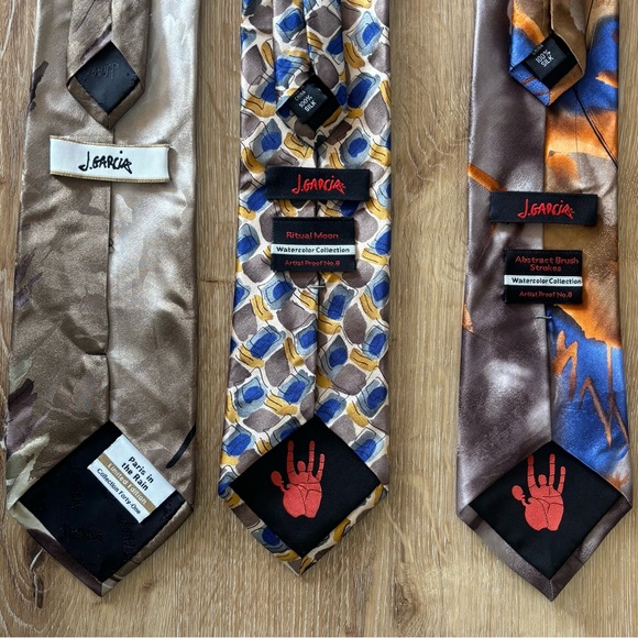 Curated Elegant J. Garcia Men's Ties - set of 3. Multicolor browns, black, gray - Picture 4 of 6